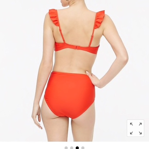 J Crew Red Ruffle Scoop-neck Bikini Top - Picture 3 of 5